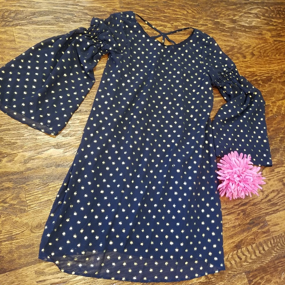 GB Girls Navy with Gold Dot Dress
